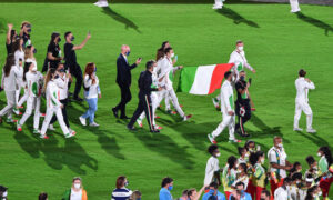 La delegazione italiana alla cerimonia di chiusura