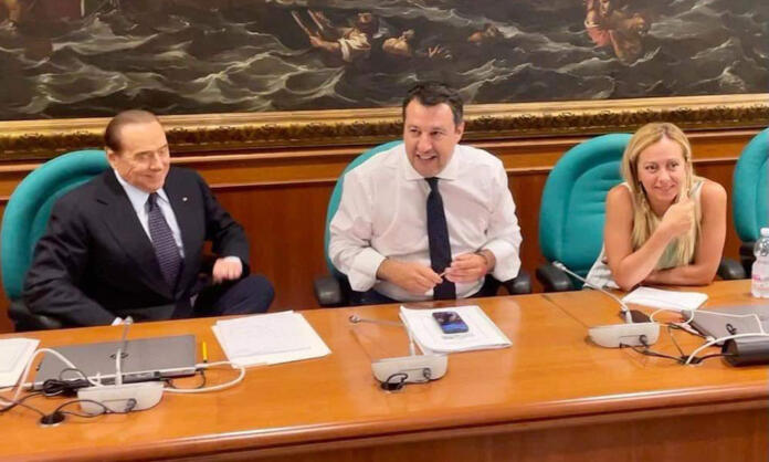 I tre leader del centrodestra Berlusconi, Salvini e Meloni