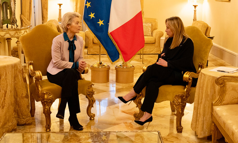 Giorgia Meloni vede la von der Leyen: collaboriamo su Pnrr e migranti